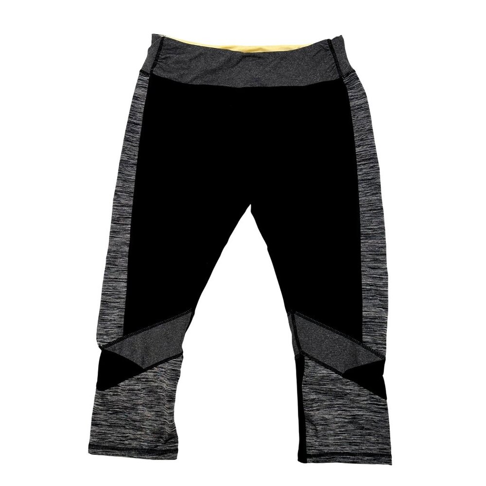 Kyodan Womens Black & Gray Colorblock Athletic Leggings G/L Nylon/Spandex Stretc